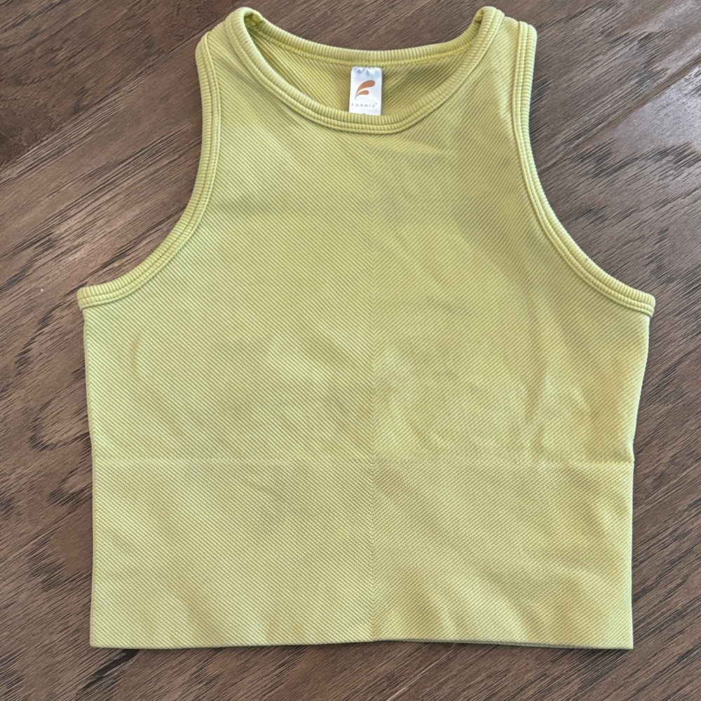 Lime Green Ribbed Tank Top - Picture 1 of 3